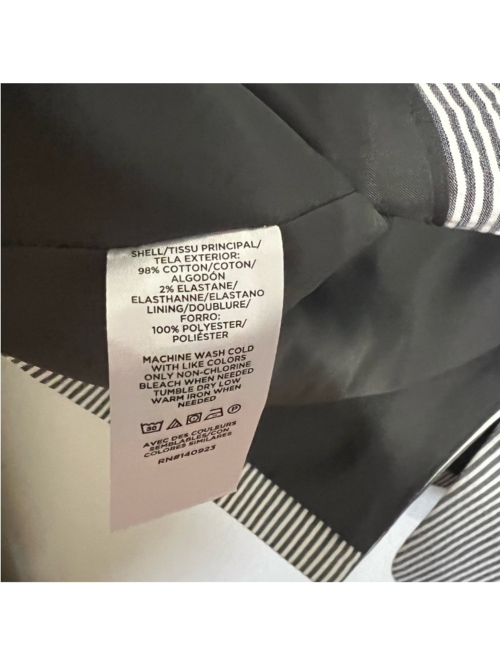 LOFT Grey & White Seersucker Striped Blazer One-Button Jacket Size 10 NWT - Picture 6 of 9